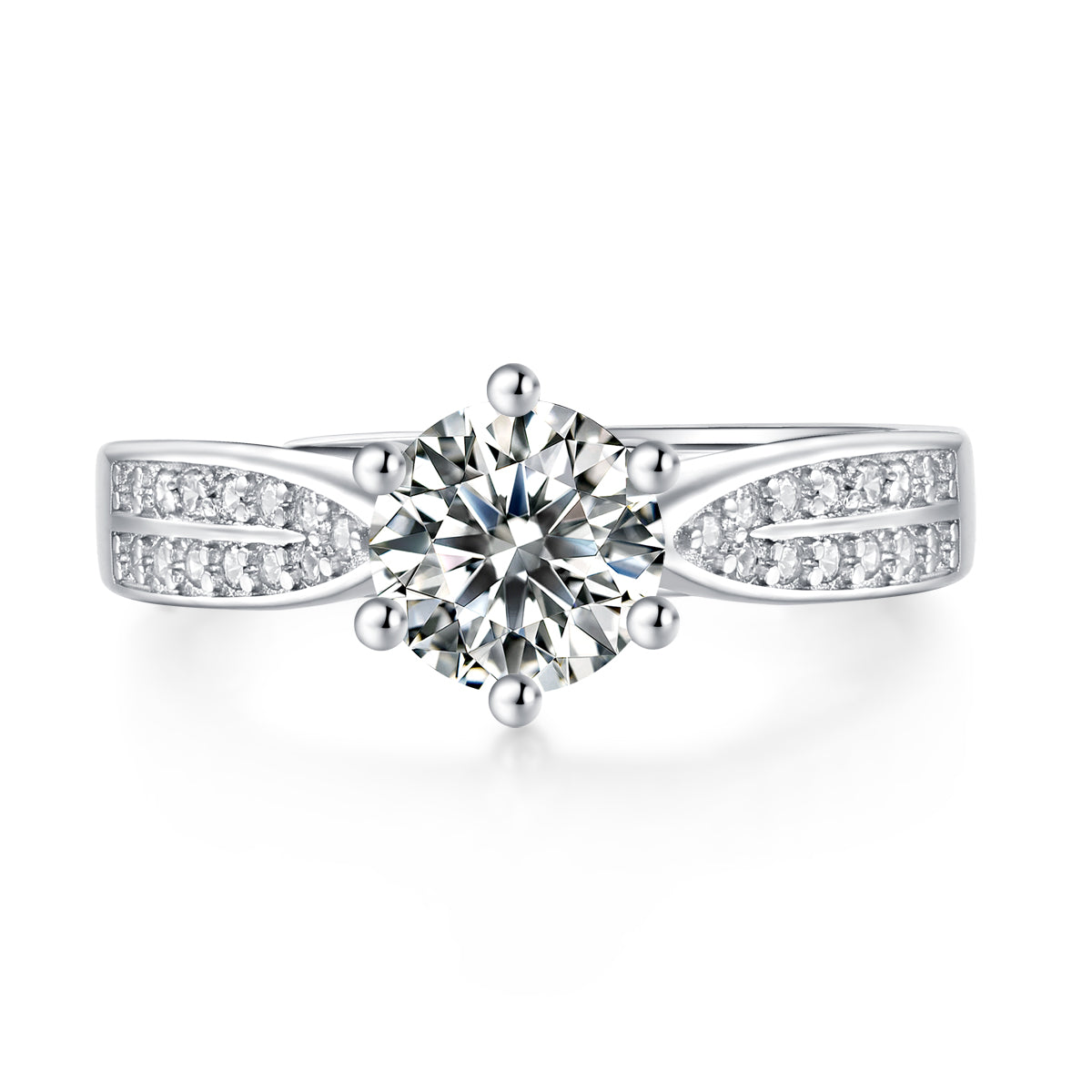 Moissanite Engagement Ring Forever, sterling silver, view 6