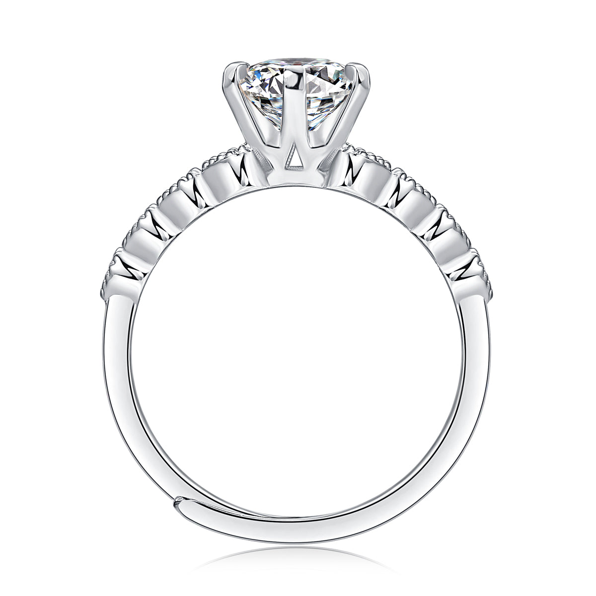 Moissanite Engagement Ring Heart Band, sterling silver, view 5