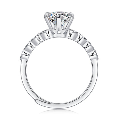 Moissanite Engagement Ring Heart Band, sterling silver, view 5