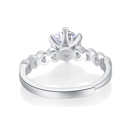 Moissanite Engagement Ring Heart Band, sterling silver, view 7