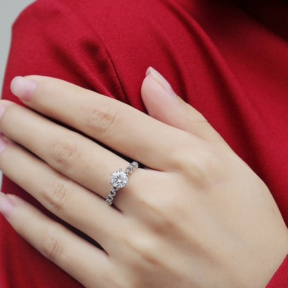 Moissanite Engagement Ring Heart Band, sterling silver, view 2