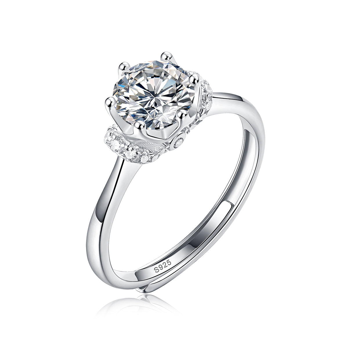 Moissanite Engagement Ring Heaven Crown, sterling silver