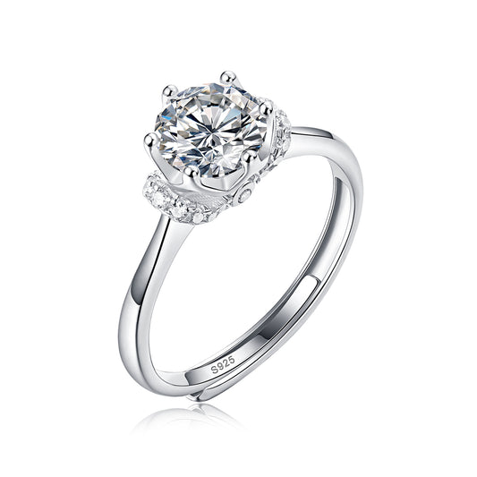 Moissanite Engagement Ring Heaven Crown, sterling silver