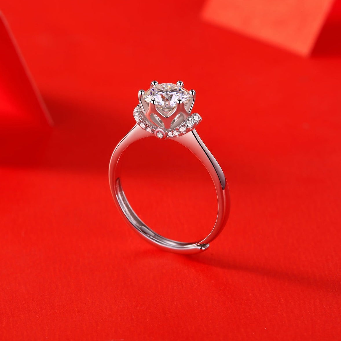 Moissanite Engagement Ring Heaven Crown, sterling silver, view 3