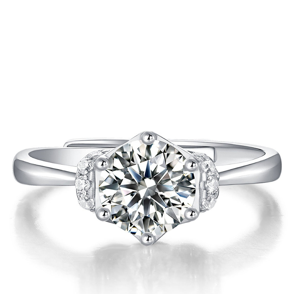 Moissanite Engagement Ring Heaven Crown, sterling silver, view 2