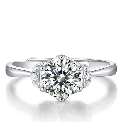 Moissanite Engagement Ring Heaven Crown, sterling silver, view 2