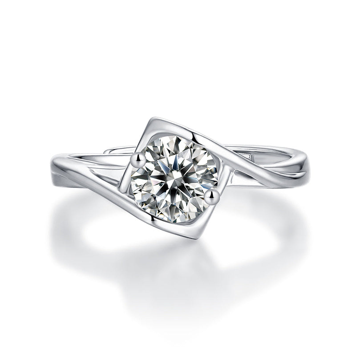 Love Essence Moissanite Engagement Ring - Radiant Stone in a Refined Metal Band