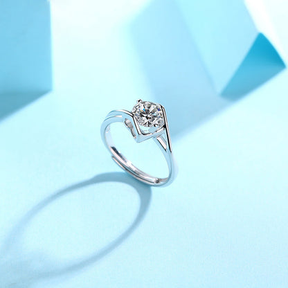 Elegant Moissanite Ring - Love-Inspired Design with a Brilliant Center Stone