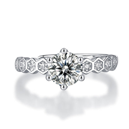 Moissanite Engagement Ring Nine Stars, sterling silver, view 6