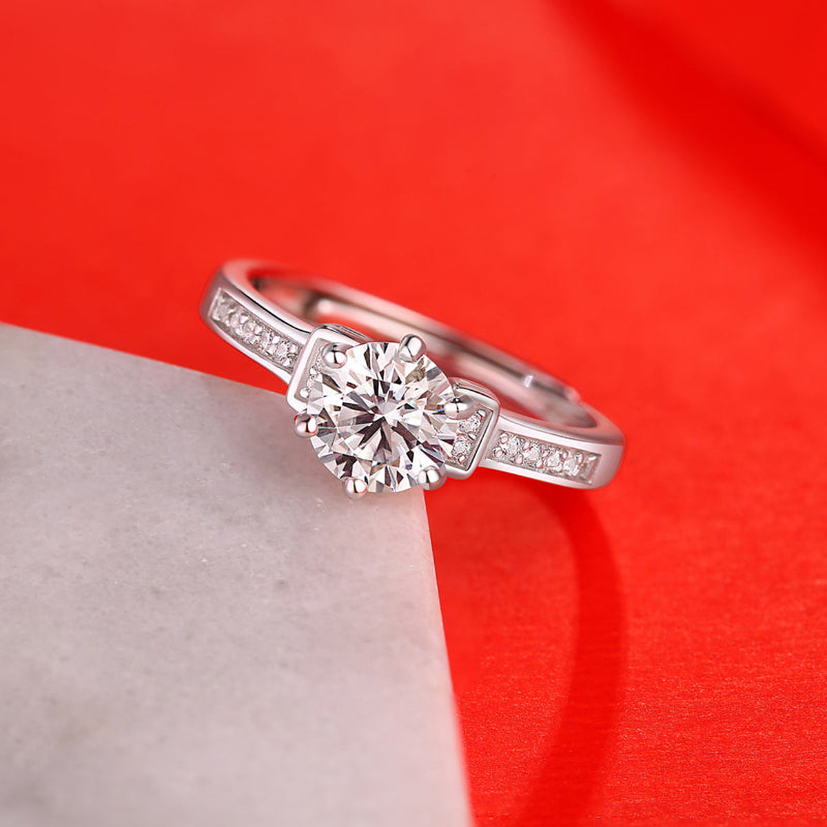 Luxury Moissanite Ring - Olivia Star Jewelry with a Brilliant Center Stone