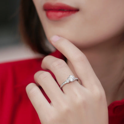 Moissanite Engagement Ring One Love, sterling silver, view 2