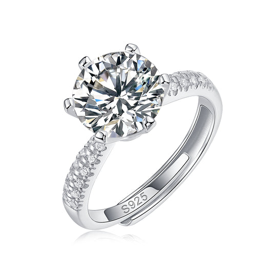 Moissanite Engagement Ring Planet, sterling silver