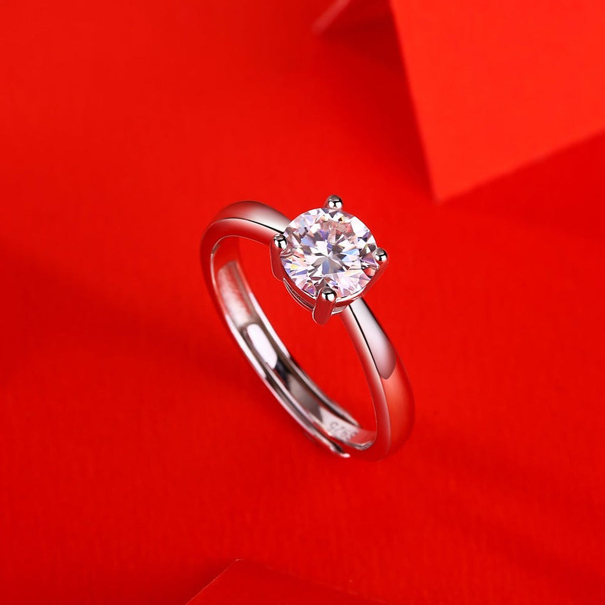 Moissanite Engagement Ring Pure Love, sterling silver, view 5