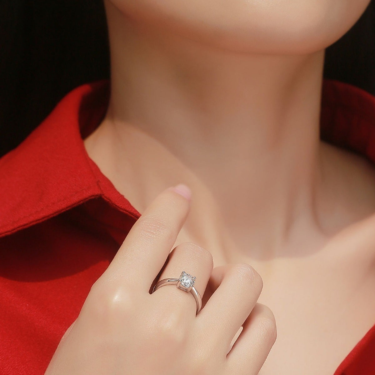 Moissanite Engagement Ring Pure Love, sterling silver, view 2