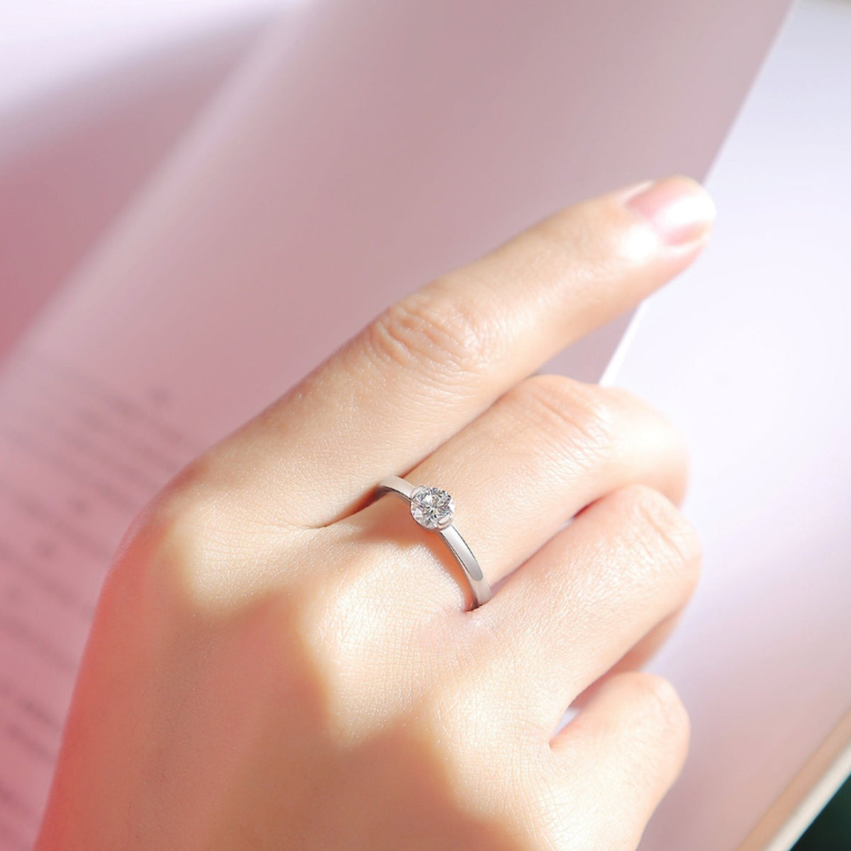 Moissanite Engagement Ring Pure Mind, sterling silver, view 2