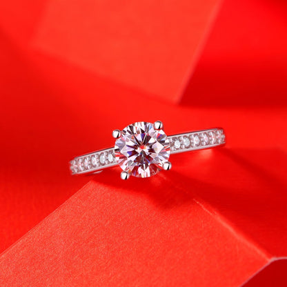 Moissanite Engagement Ring Romance, sterling silver, view 4