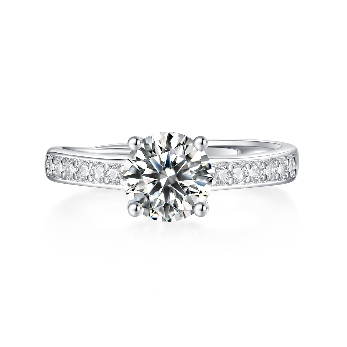 Moissanite Engagement Ring Romance, sterling silver, view 6