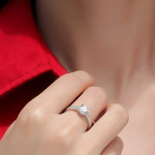 Moissanite Engagement Ring Romance, sterling silver, view 2