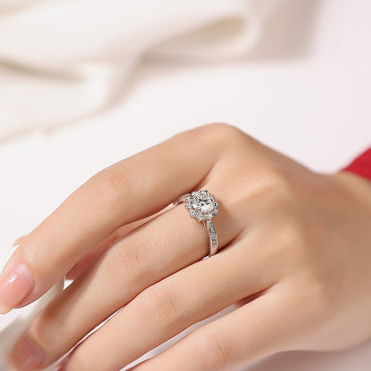 Moissanite Engagement Ring Romantic Snowflake, sterling silver, view 2