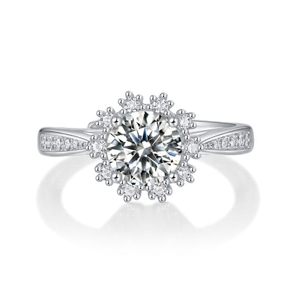 Moissanite Engagement Ring Romantic Snowflake, sterling silver, view 5