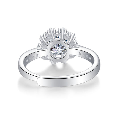 Moissanite Engagement Ring Romantic Snowflake, sterling silver, view 7