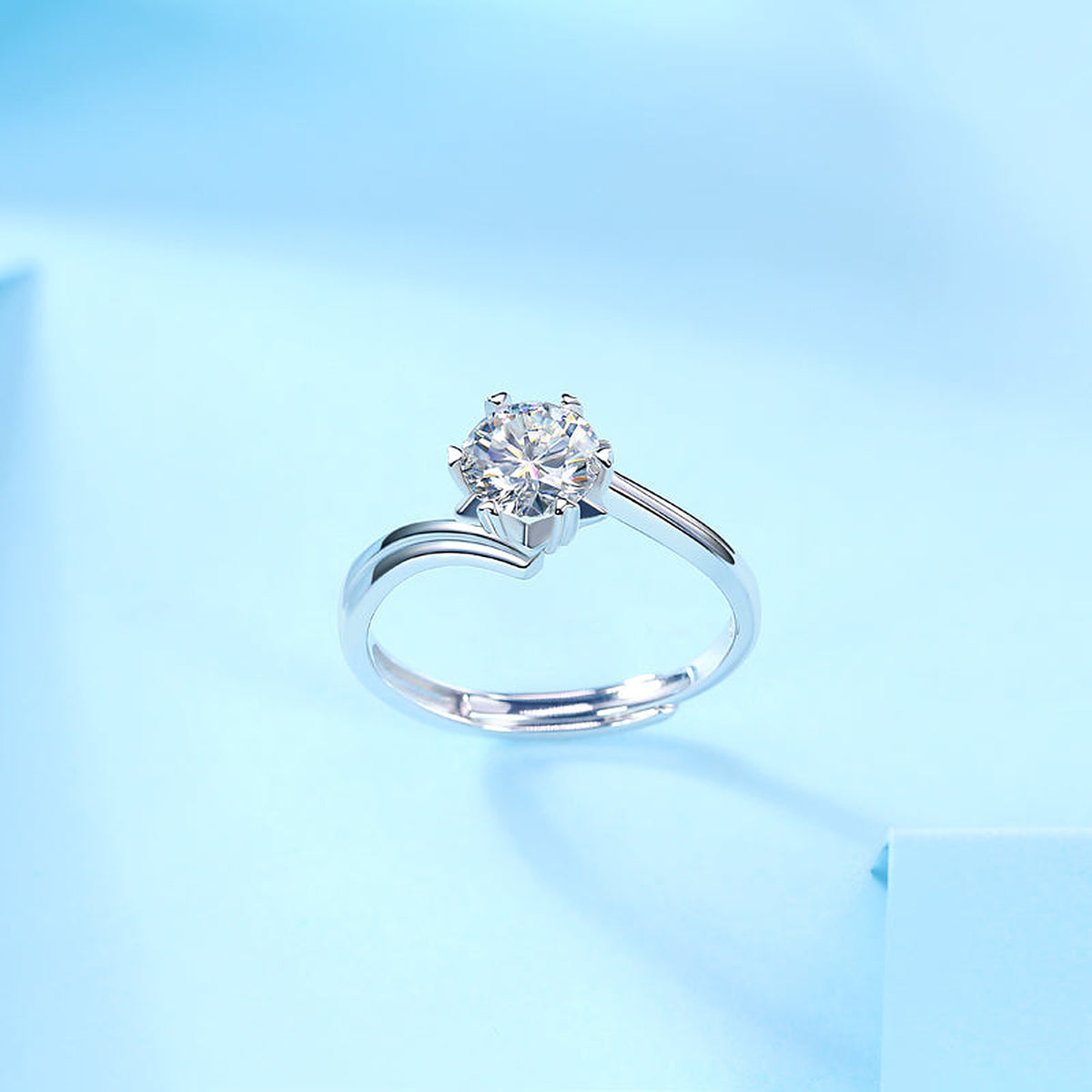 Moissanite Engagement Ring Royal, sterling silver, view 4