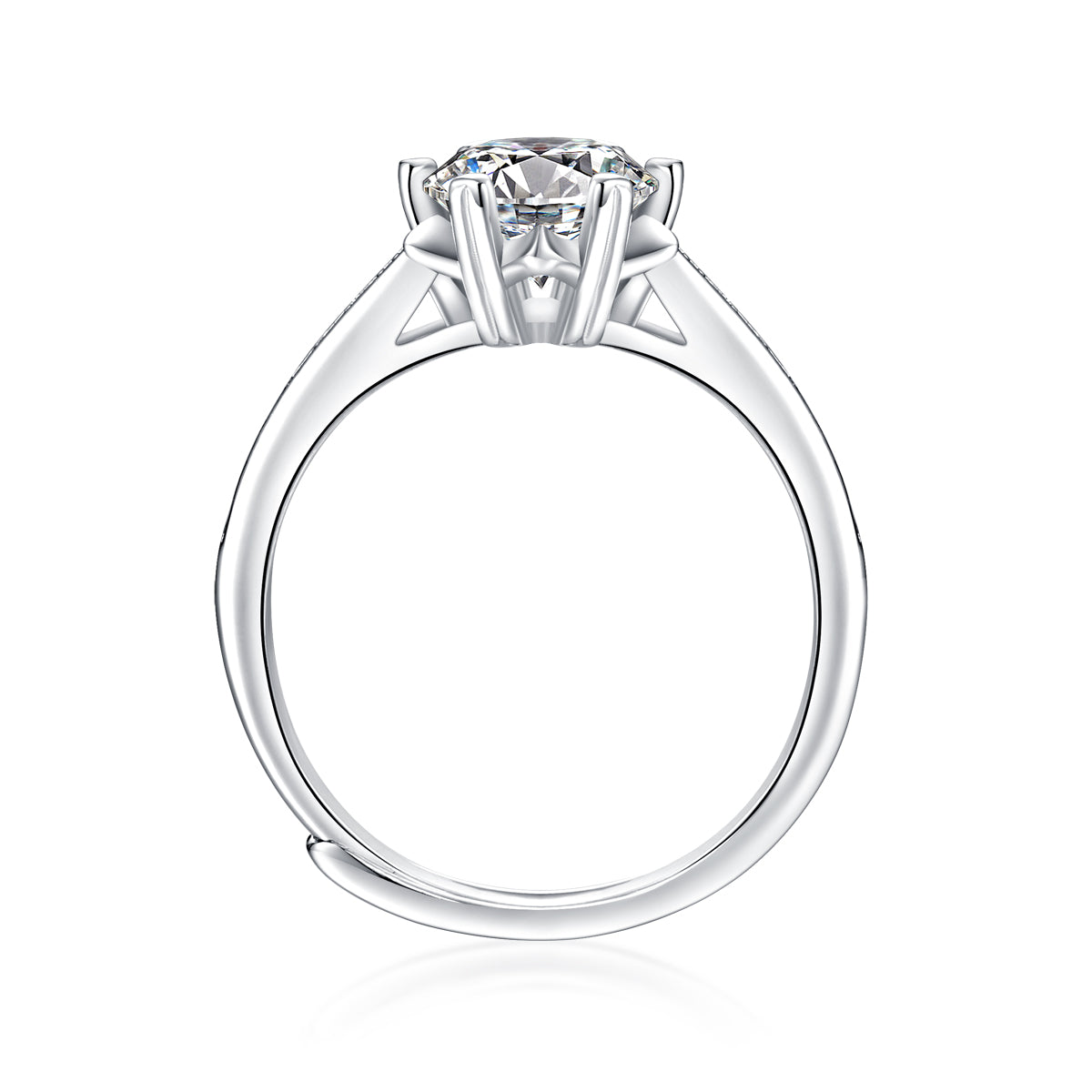 Moissanite Engagement Ring Snowflakes, sterling silver, view 5