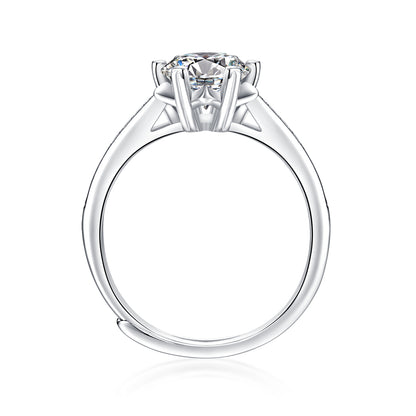 Moissanite Engagement Ring Snowflakes, sterling silver, view 5