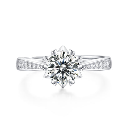 Moissanite Engagement Ring Snowflakes, sterling silver, view 6