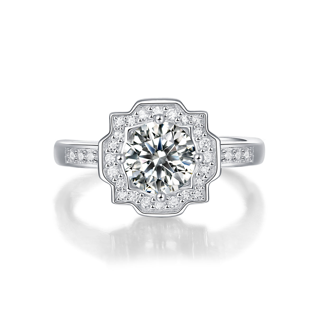 Moissanite Engagement Ring Stars, sterling silver, view 5