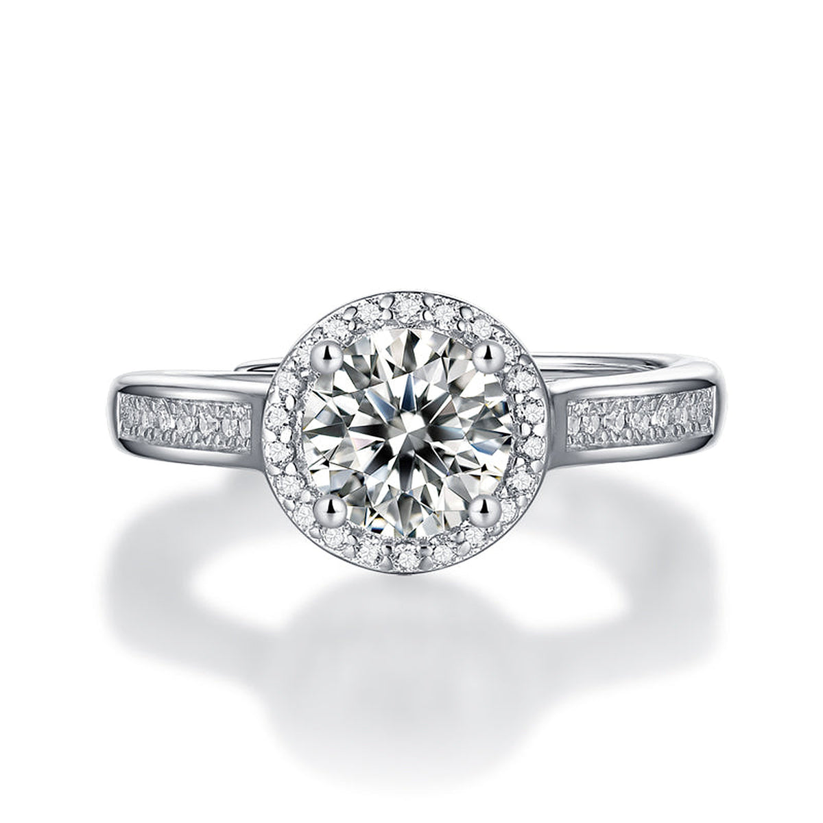 Moissanite Engagement Ring Tale, sterling silver, view 7