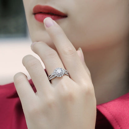 Moissanite Engagement Ring Together, sterling silver, view 5