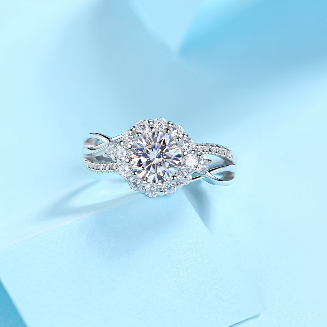 Moissanite Engagement Ring Together, sterling silver, view 3