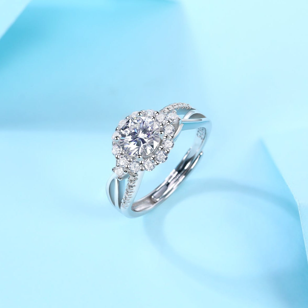 Moissanite Engagement Ring Together, sterling silver, view 4