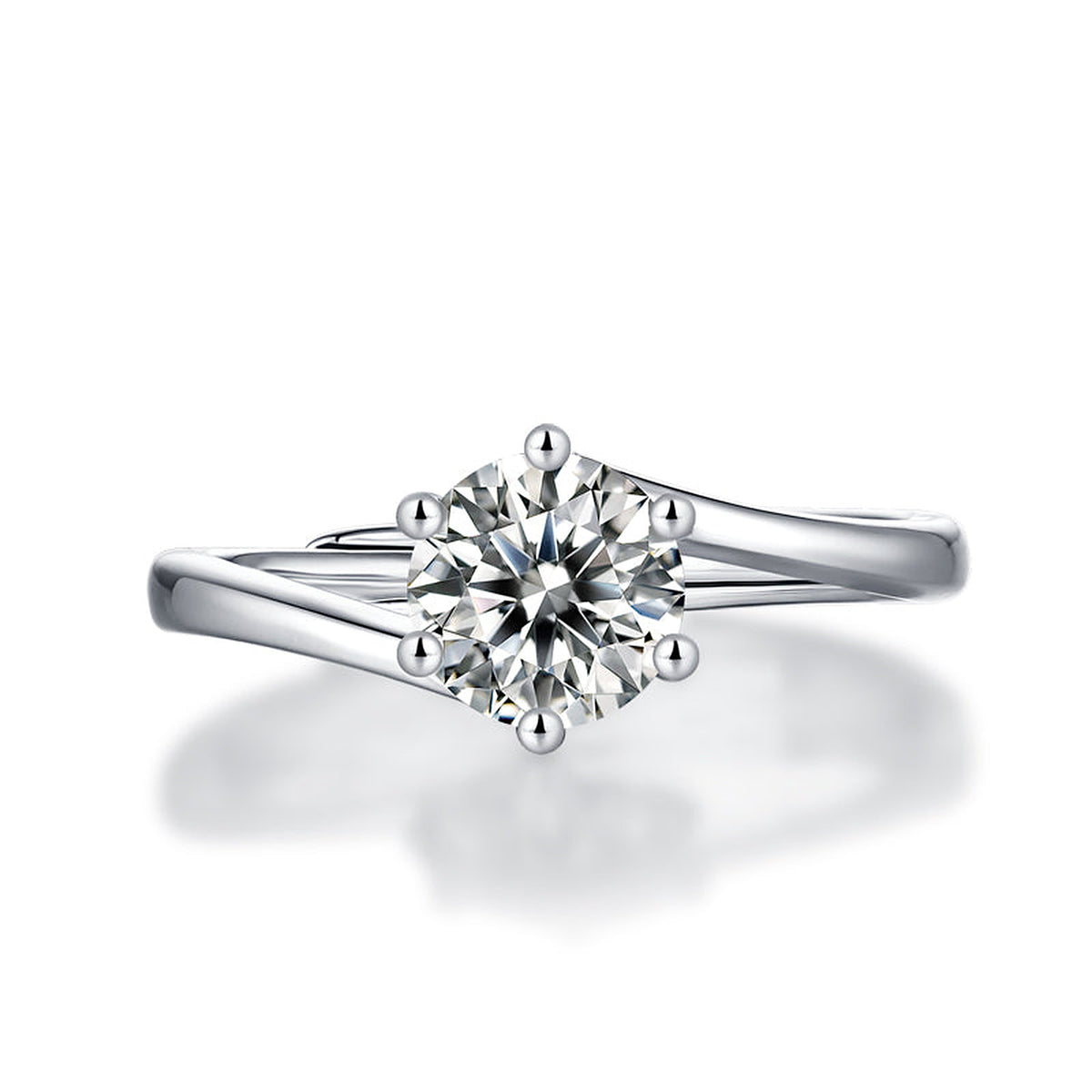 Moissanite Engagement Ring Treasure, sterling silver, view 9