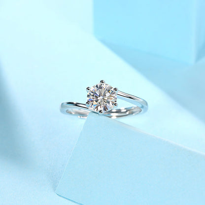 Moissanite Engagement Ring Treasure, sterling silver, view 2