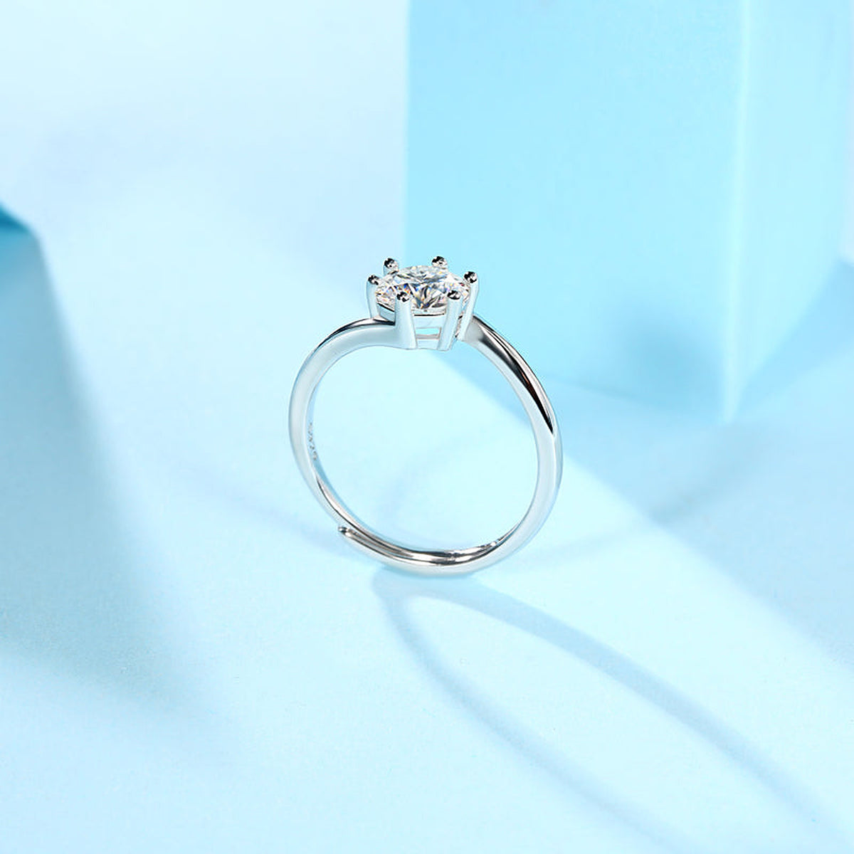 Moissanite Engagement Ring Treasure, sterling silver, view 3