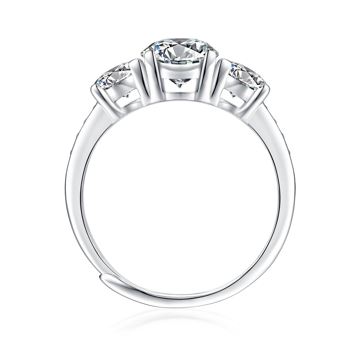 Moissanite Engagement Ring Trio, sterling silver, view 6