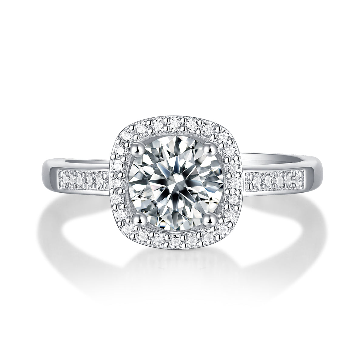 Moissanite Engagement Ring Universe Halo, sterling silver, view 5