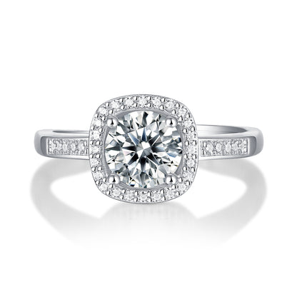 Moissanite Engagement Ring Universe Halo, sterling silver, view 5