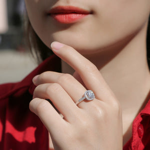 Moissanite Engagement Ring Universe Halo, sterling silver, view 2
