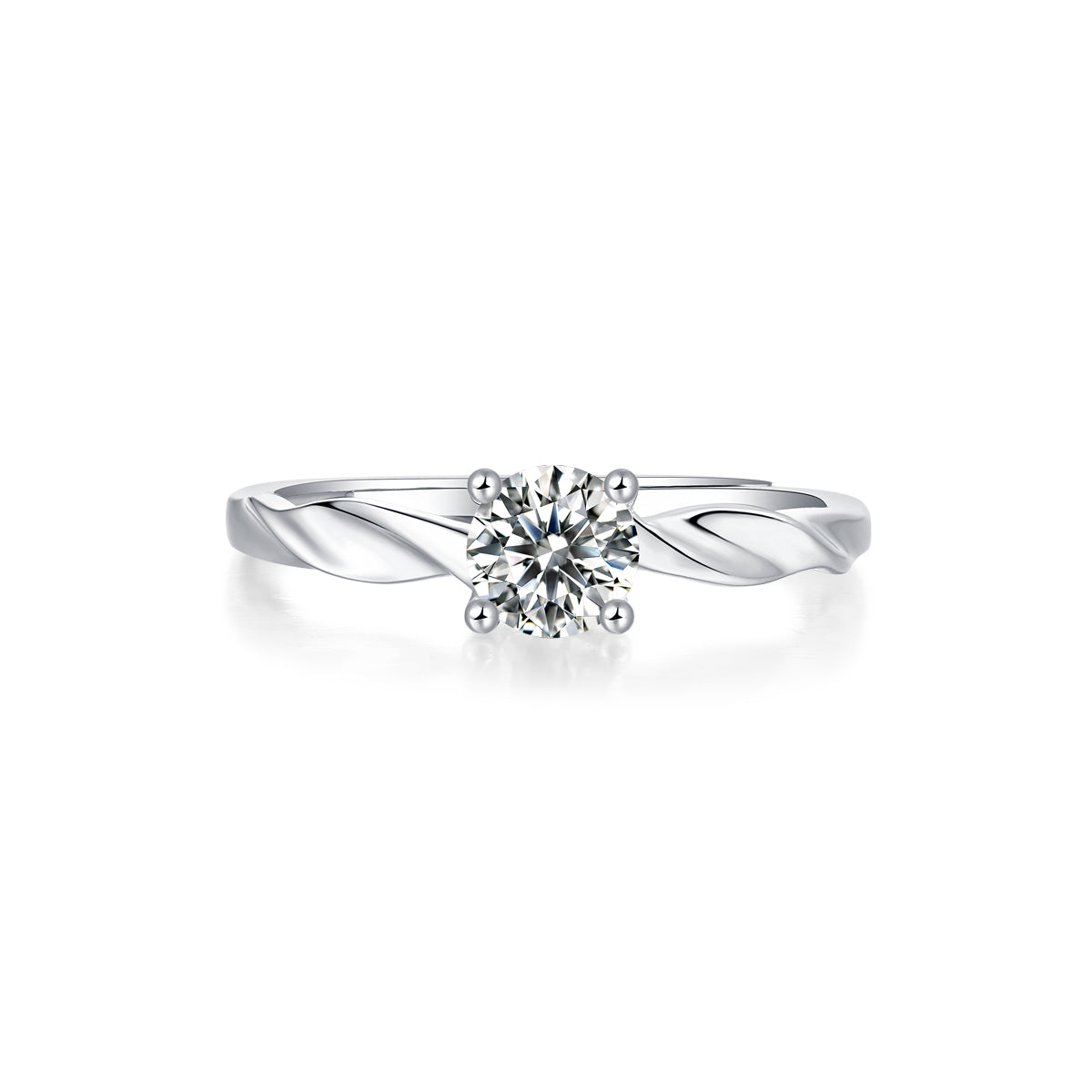 Moissanite Engagement Ring Universe Twist, sterling silver, view 3