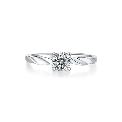 Moissanite Engagement Ring Universe Twist, sterling silver, view 3