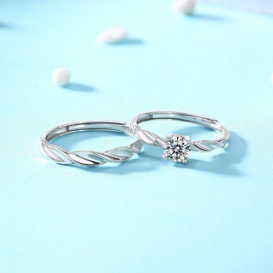 Moissanite Engagement Ring Universe Twist, sterling silver, view 4