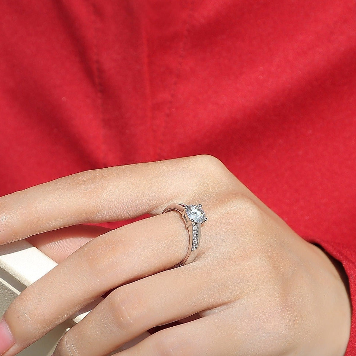 Moissanite Engagement Ring Wishes, sterling silver, view 2