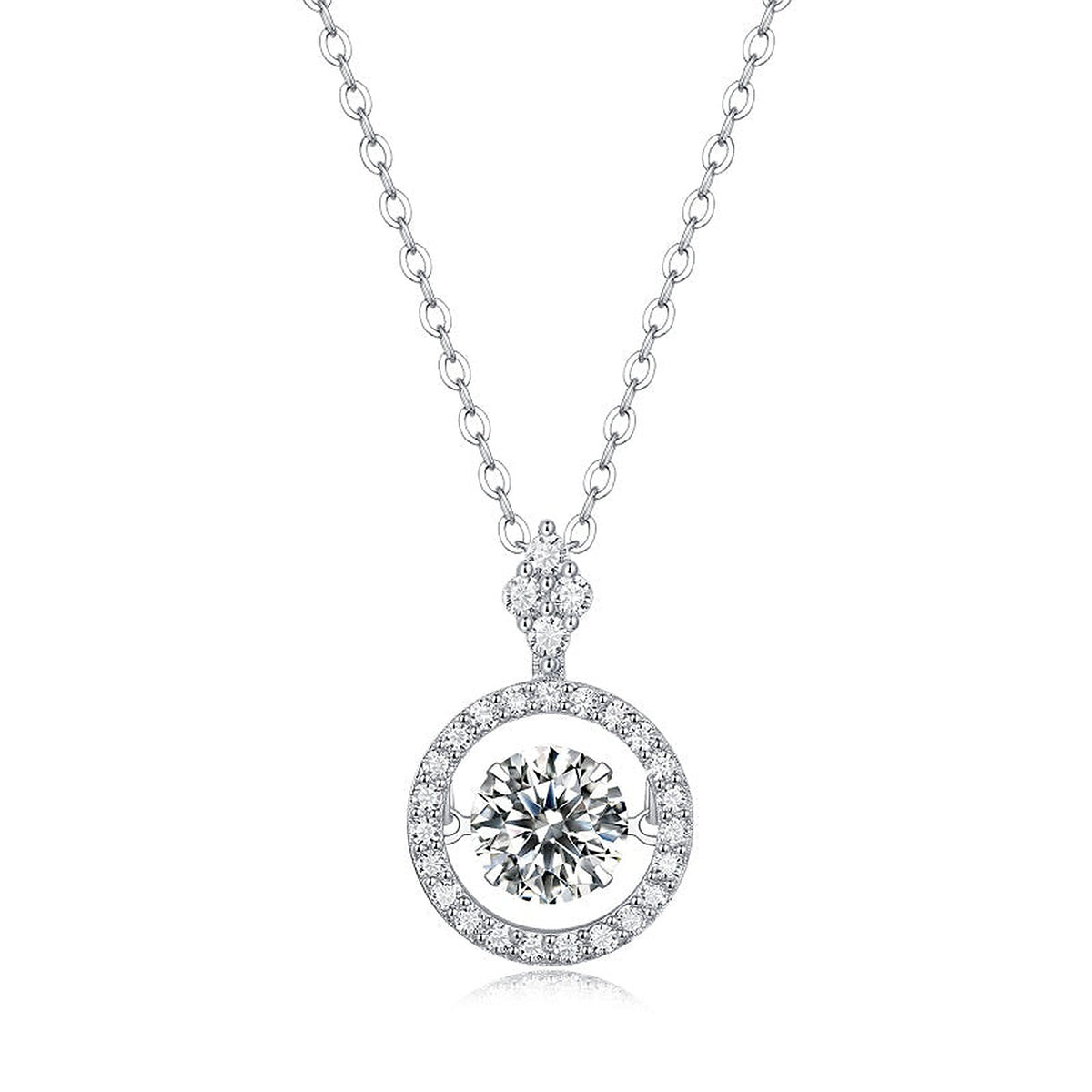 Moissanite Pendant Necklace Dancing Star, sterling silver