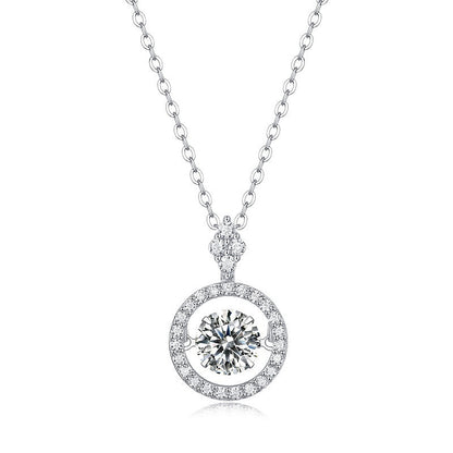 Moissanite Pendant Necklace Dancing Star, sterling silver