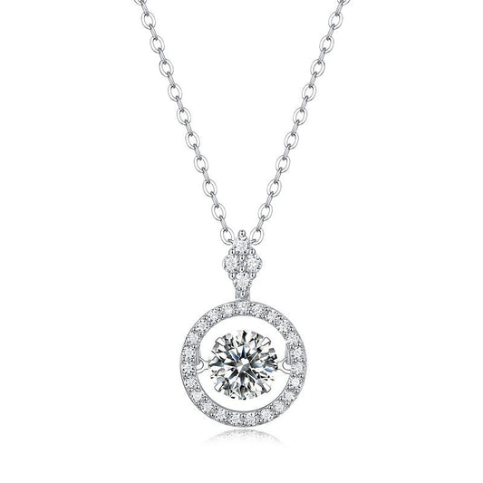 Moissanite Pendant Necklace Dancing Star, sterling silver