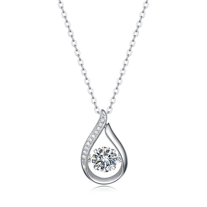 Moissanite Pendant Necklace Dancing Swan, sterling silver