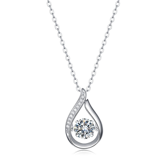 Moissanite Pendant Necklace Dancing Swan, sterling silver